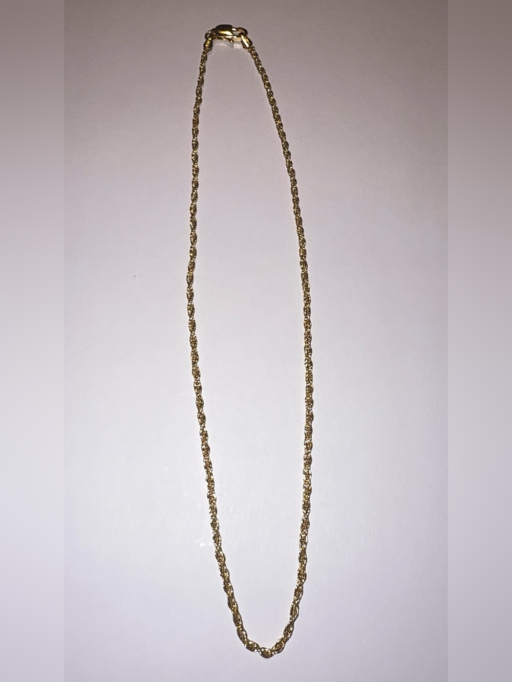 Italian 925 Sterling Silver 2mm Rope Chain 16”Gold Plated